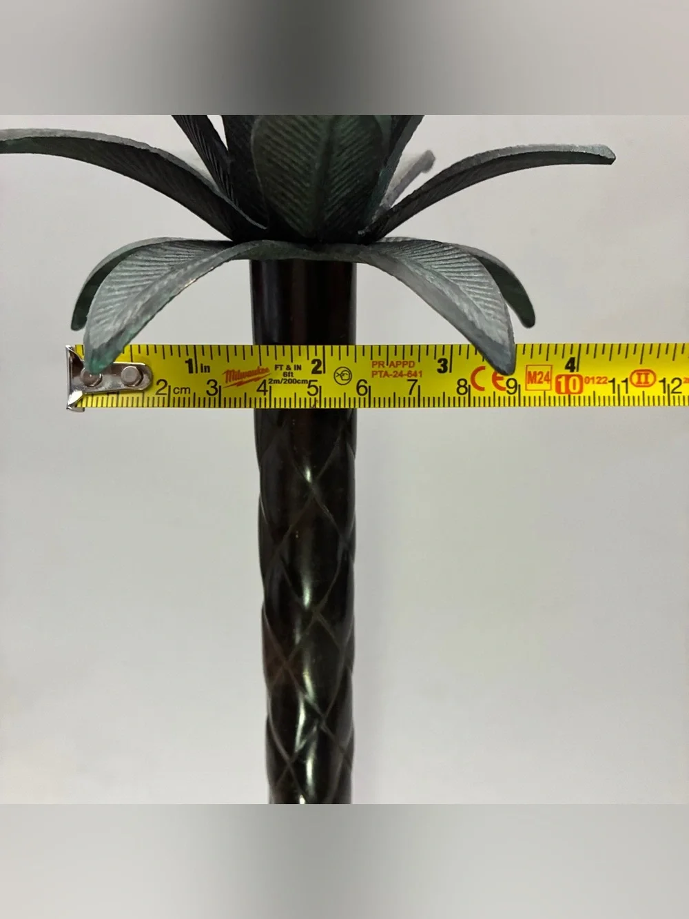 Decorative Metal Dark Bronze Palm Pillar Candle Holder